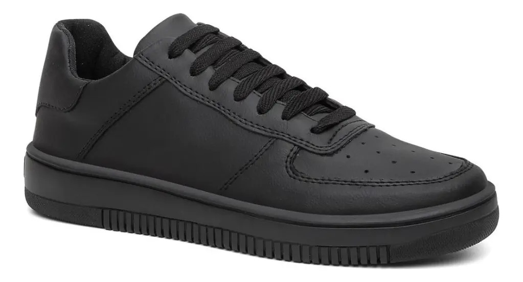 Ténis Casuais Masculinos com Sola Plataforma - Preto Clássico